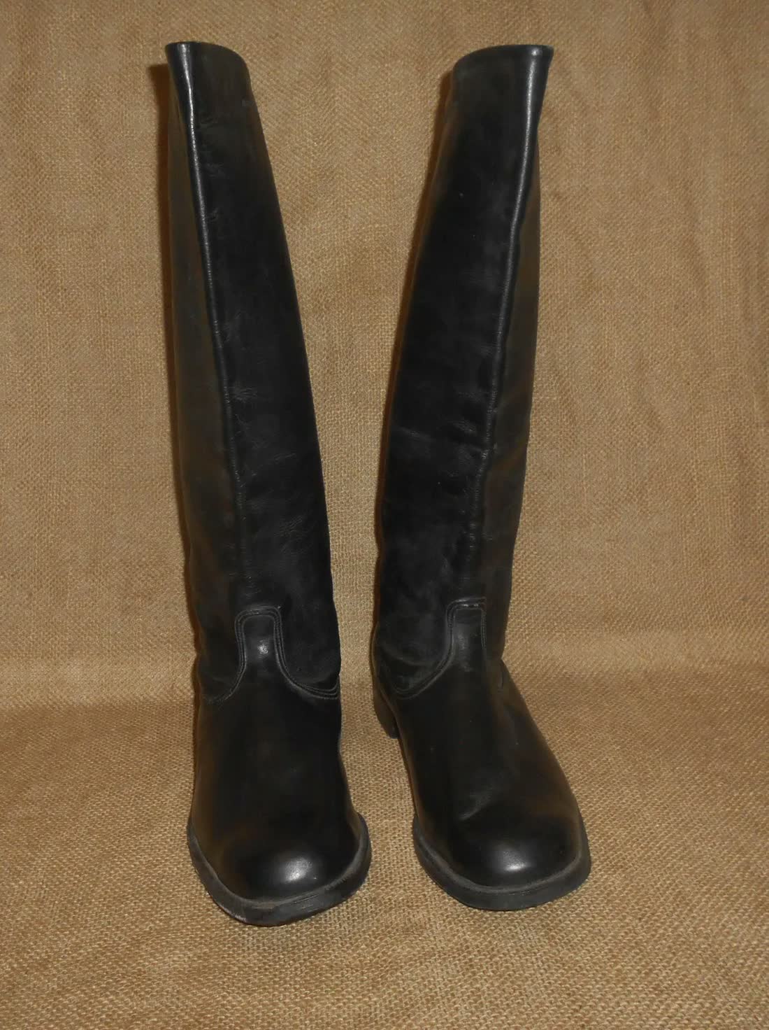 Vintage leather officer/chrome boots, as sourced