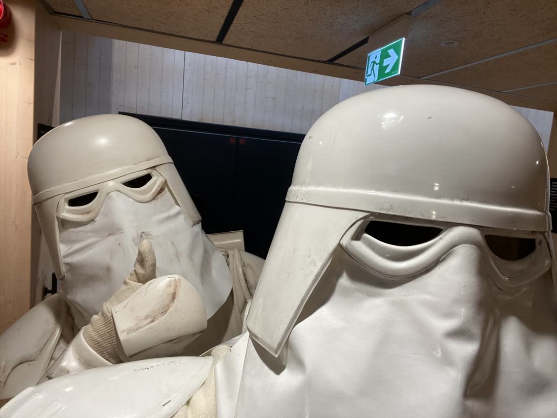 Two Snowtroopers in weathered white armor at Nordsken 2026